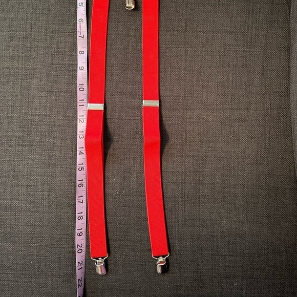 Red Adjustable Suspenders Toddler, Baby - Elastic Y-Back Design Metal Cl… - Picture 2 of 5